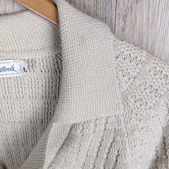 Vintage Dillard's Grandma Beige Long Cardigan - Picture 4 of 6